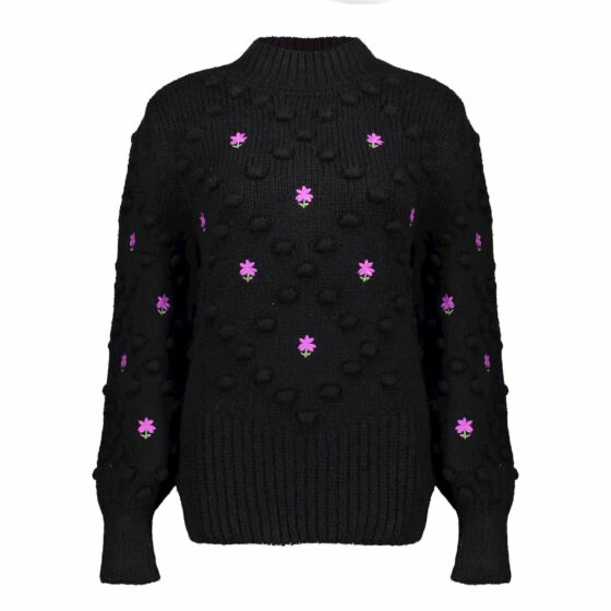 Geisha Pullover Dot & Flower Black