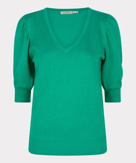 Esqualo Sweater V-Neck Gathering Sleeve Jade 