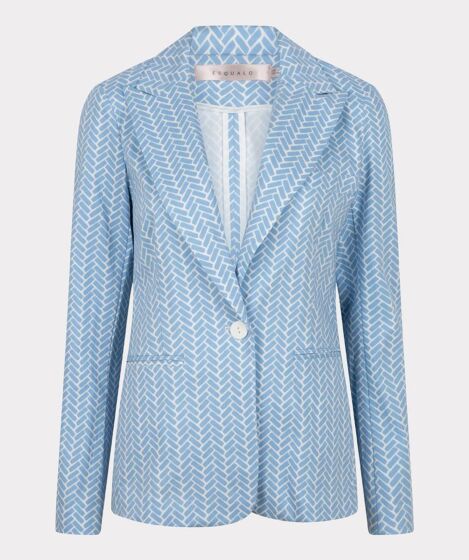 Esqualo Blazer Stretch Block Print Blue