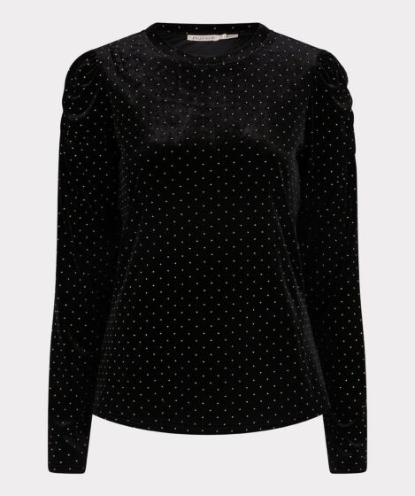 Esqualo Top Velvet Studs Black