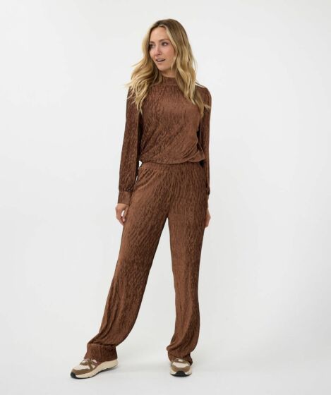 Esqualo Trousers Crinkled Velvet Brandy 