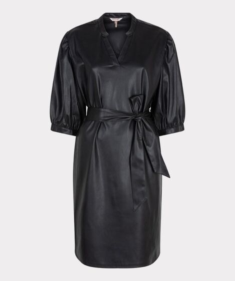 Esqualo Dress V/Neck Vegan Leather Black