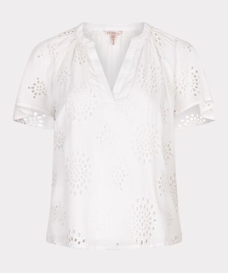 Esqualo Blouss Allover Embriodery Offwhite 