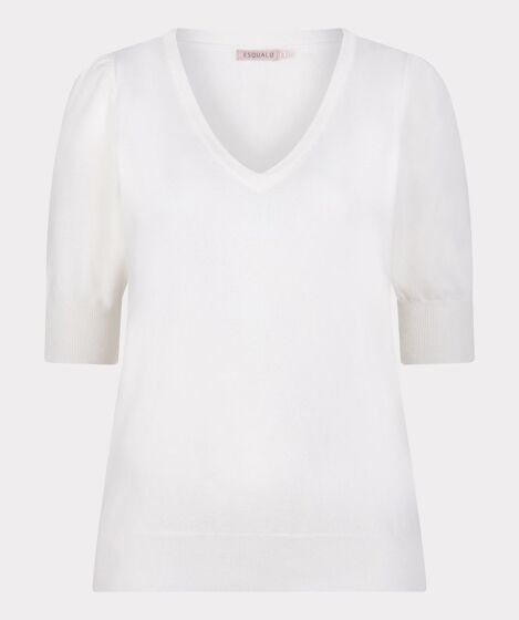 Esqualo Sweater V-neck Gathering Offwhite