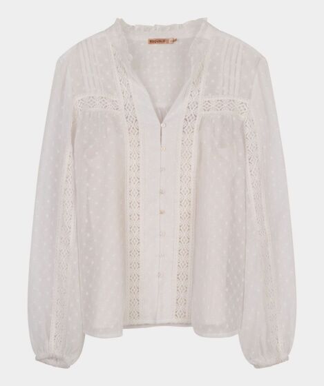 Esqualo blouse plumetis lace off-white