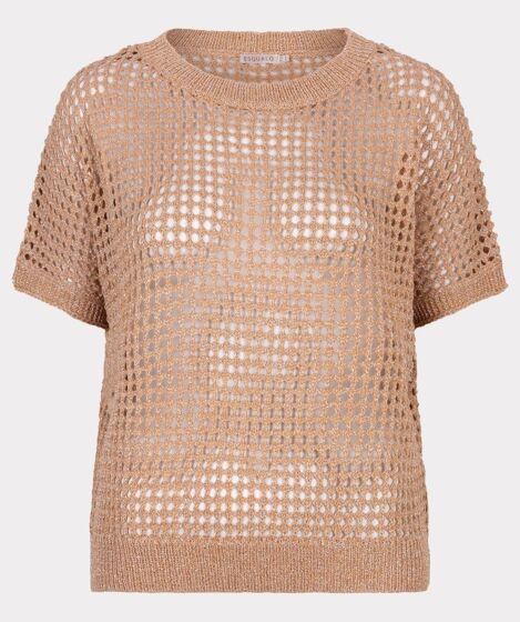Esqualo Sweater Open Knit Lurex Praline 