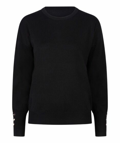 Esqualo R-Neck Buttoned Sleeve Sweater Black