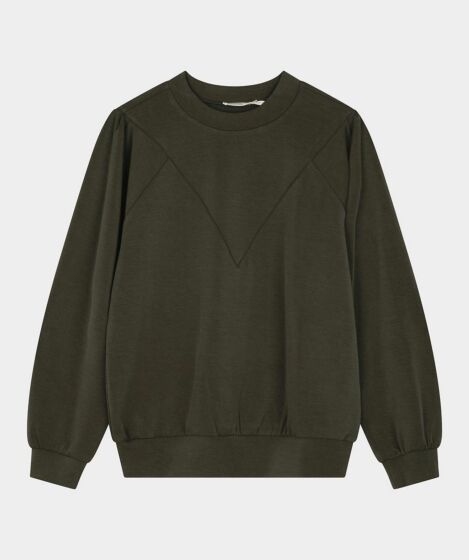 Esqualo Sweater Gathering Modal Leaf Green