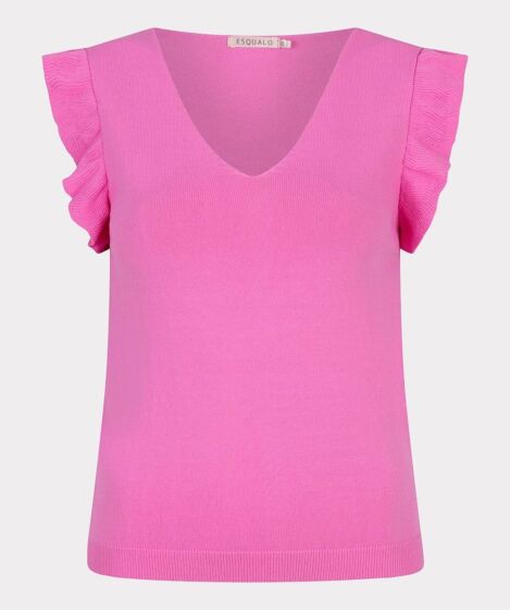 Esqualo Top V-Neck Ruffle Slve Pink 