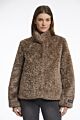 Rino & Pelle Kion Faux Fur Jacket High Neck Toffee