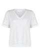 Tramontana T-shirt Embroidered Sleeves Offwhite