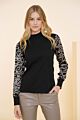 Geisha Top Swirlprint met Pofmouwen Black