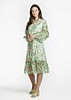 Tramontana Dress Wavy Leaves Print Greens 