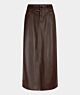 Esqualo Skirt Long Split Vegan Leather Chocolate 