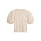 Summum Woman Puff Sleeve Cozy Cable Knit Ivory