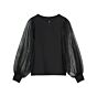 Summum Woman Top Dotted Mesh & Jersey Black 