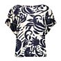 Geisha Top Flower Bi-Color Navy Offwhite 